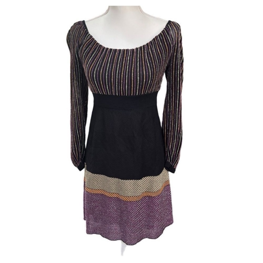 Missoni Black Multicolor Metallic Knit Dress